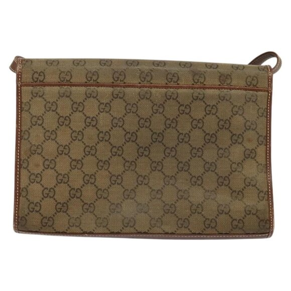 GUCCI GG Canvas Shoulder Bag Brown Gold - Picture 3 of 16